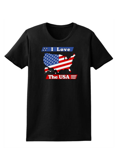 I Love The USA Womens Dark T-Shirt-TooLoud-Black-X-Small-Davson Sales