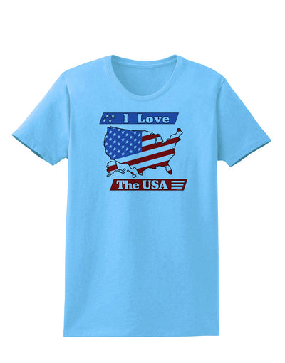 I Love The USA Womens T-Shirt-Womens T-Shirt-TooLoud-Aquatic-Blue-X-Small-Davson Sales