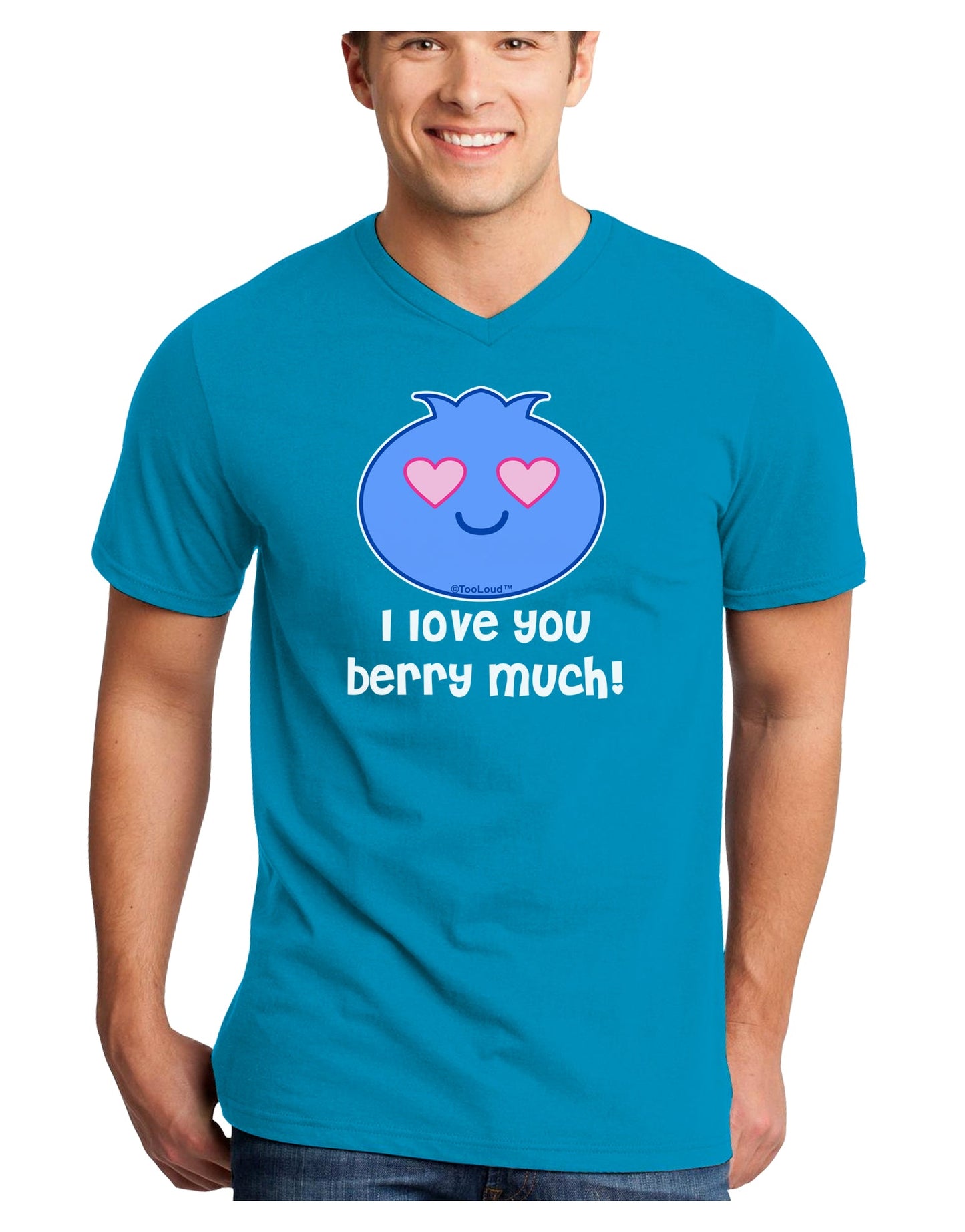 I Love You Berry Much Adult Dark V-Neck T-Shirt by TooLoud-Mens V-Neck T-Shirt-TooLoud-Turquoise-Small-Davson Sales