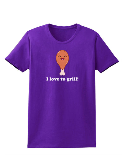 I Love to Grill Womens Dark T-Shirt-TooLoud-Purple-X-Small-Davson Sales