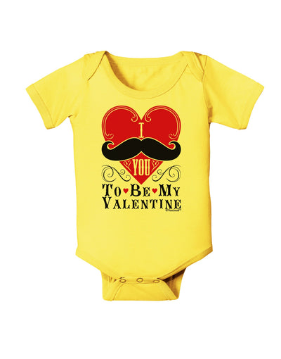 I Mustache You To Be My Valentine Baby Romper Bodysuit-Baby Romper-TooLoud-Yellow-06-Months-Davson Sales