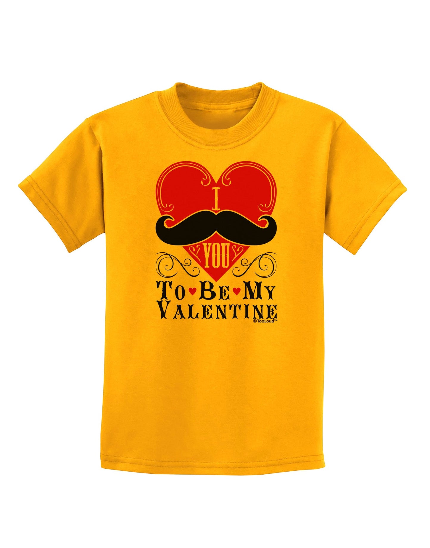 I Mustache You To Be My Valentine Childrens T-Shirt-Childrens T-Shirt-TooLoud-Gold-X-Small-Davson Sales