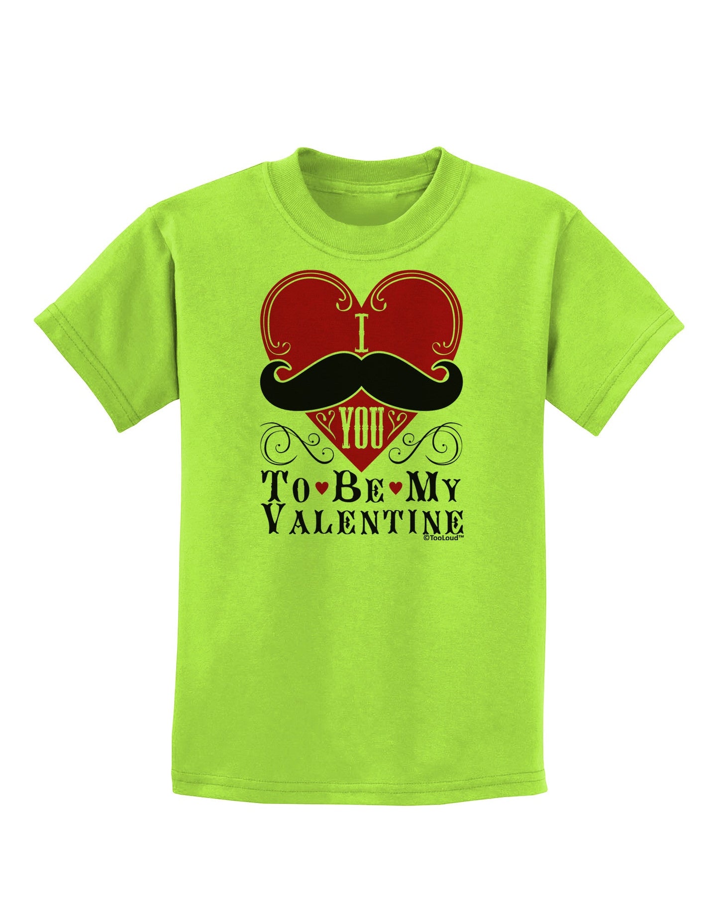 I Mustache You To Be My Valentine Childrens T-Shirt-Childrens T-Shirt-TooLoud-Lime-Green-X-Small-Davson Sales