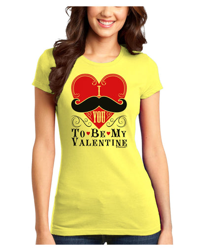 I Mustache You To Be My Valentine Juniors T-Shirt-Womens Juniors T-Shirt-TooLoud-Yellow-Juniors Fitted X-Small-Davson Sales