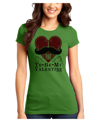 I Mustache You To Be My Valentine Juniors T-Shirt-Womens Juniors T-Shirt-TooLoud-Kiwi-Green-Juniors Fitted X-Small-Davson Sales