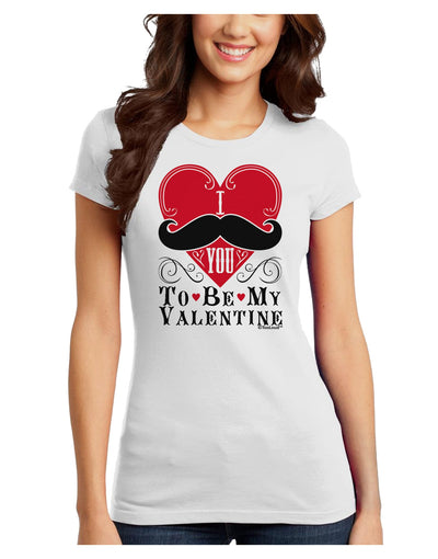 I Mustache You To Be My Valentine Juniors T-Shirt-Womens Juniors T-Shirt-TooLoud-White-Juniors Fitted X-Small-Davson Sales