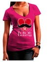 I Mustache You To Be My Valentine Juniors V-Neck Dark T-Shirt-Womens V-Neck T-Shirts-TooLoud-Hot-Pink-Juniors Fitted Small-Davson Sales