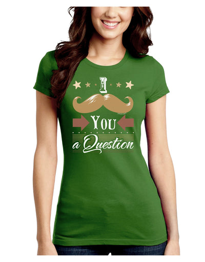 I Mustache You a Question Juniors Crew Dark T-Shirt-T-Shirts Juniors Tops-TooLoud-Kiwi-Green-Juniors Fitted Small-Davson Sales