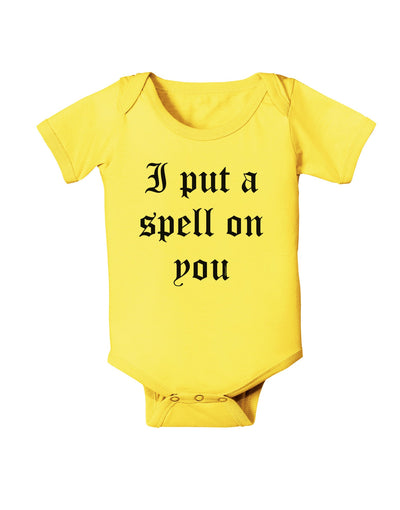 I Put A Spell On You Halloween - Text Baby Romper Bodysuit-Baby Romper-TooLoud-Yellow-06-Months-Davson Sales