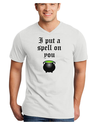 I Put A Spell On You Witches Cauldron Halloween Adult V-Neck T-shirt-Mens V-Neck T-Shirt-TooLoud-White-Small-Davson Sales