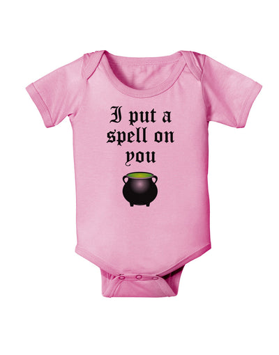 I Put A Spell On You Witches Cauldron Halloween Baby Romper Bodysuit-Baby Romper-TooLoud-Light-Pink-06-Months-Davson Sales