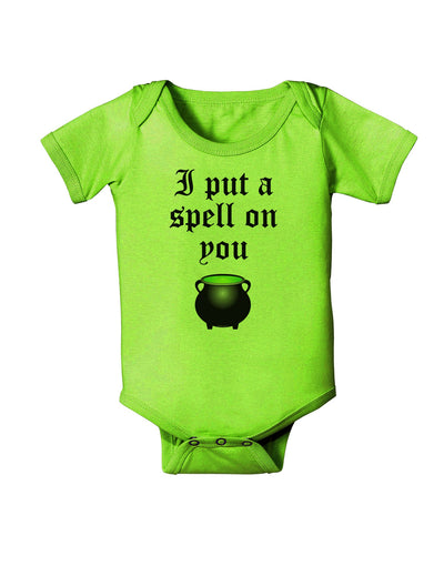 I Put A Spell On You Witches Cauldron Halloween Baby Romper Bodysuit-Baby Romper-TooLoud-Lime-Green-06-Months-Davson Sales