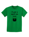 I Put A Spell On You Witches Cauldron Halloween Childrens T-Shirt-Childrens T-Shirt-TooLoud-Kelly-Green-X-Small-Davson Sales