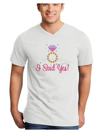 I Said Yes - Diamond Ring - Color Adult V-Neck T-shirt-Mens V-Neck T-Shirt-TooLoud-White-Small-Davson Sales