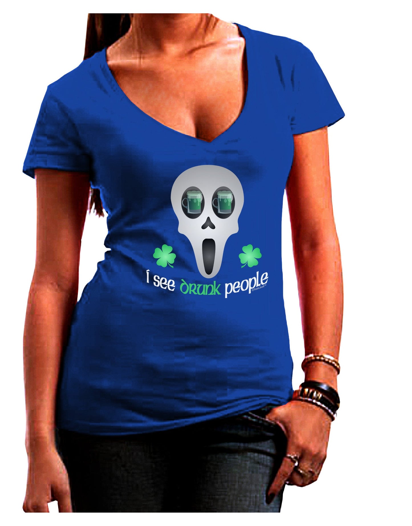 I See Drunk People Womens V-Neck Dark T-Shirt-Womens V-Neck T-Shirts-TooLoud-Royal-Blue-Juniors Fitted Small-Davson Sales