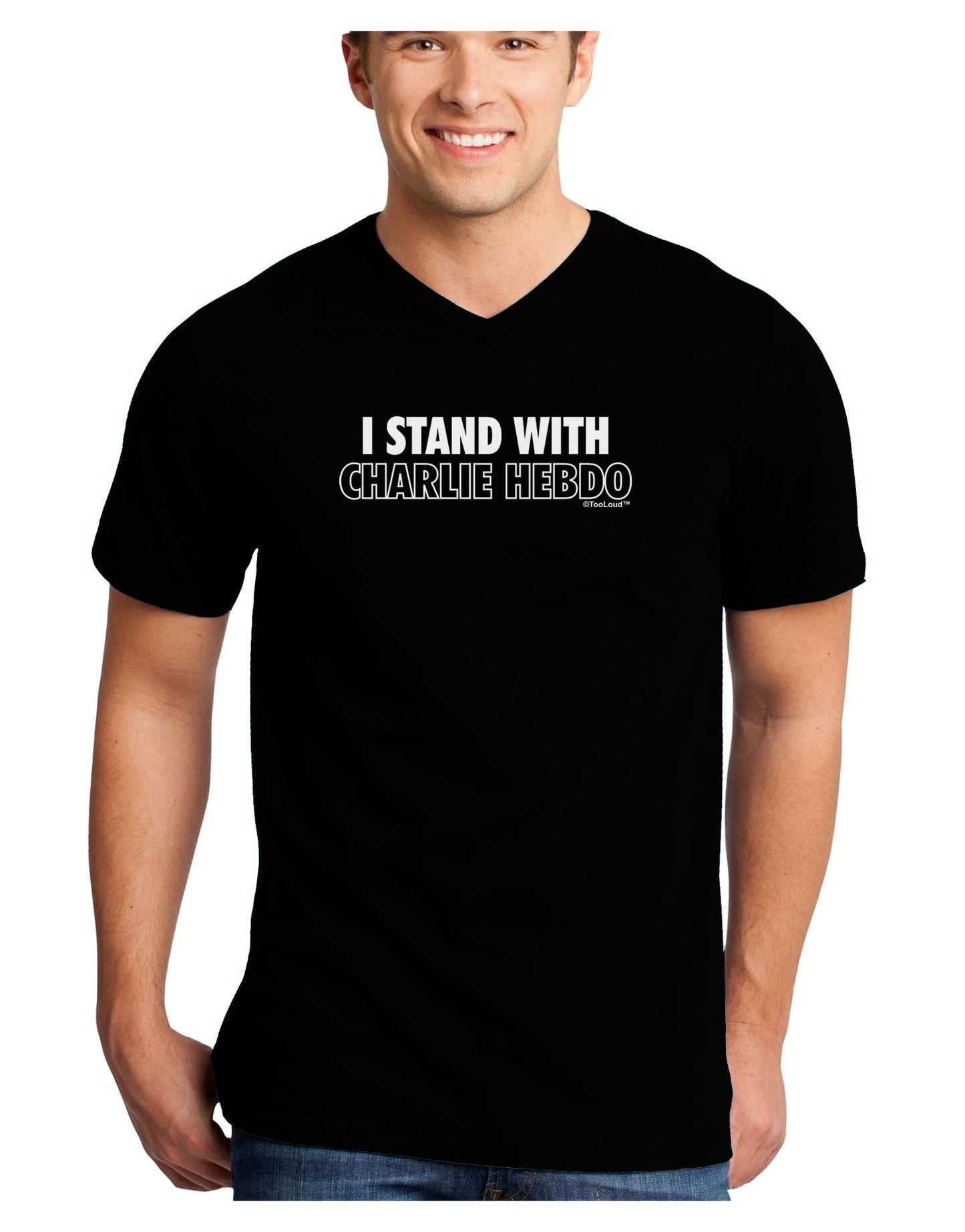 I Stand With Charlie Adult Dark V-Neck T-Shirt by TooLoud-Mens V-Neck T-Shirt-TooLoud-Black-Small-Davson Sales