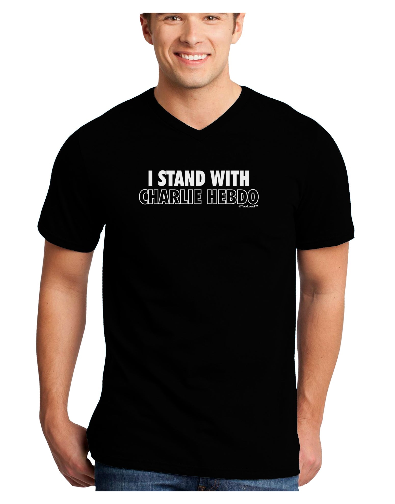 I Stand With Charlie Adult Dark V-Neck T-Shirt by TooLoud-Mens V-Neck T-Shirt-TooLoud-Black-Small-Davson Sales