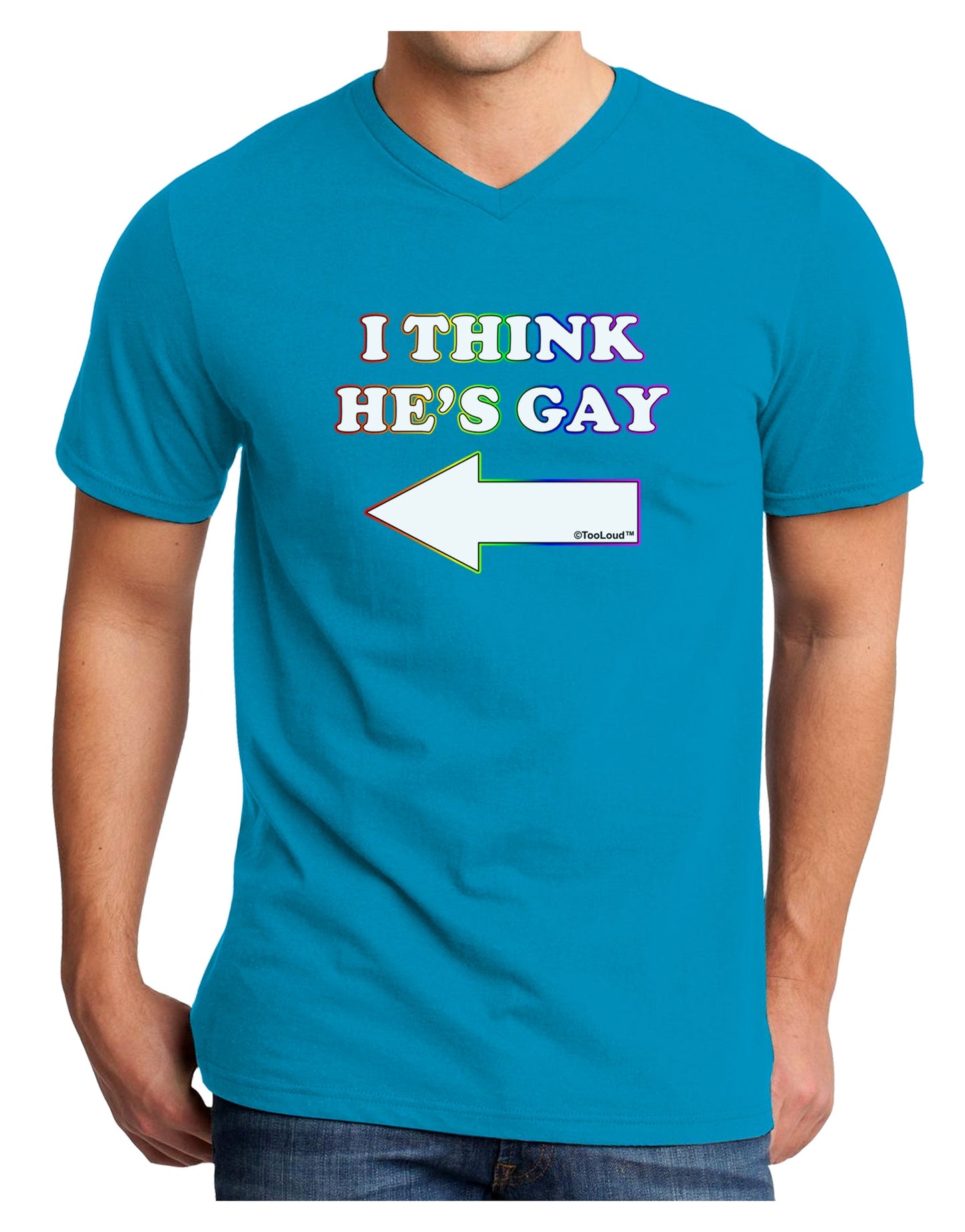 I Think He's Gay Left Adult Dark V-Neck T-Shirt by TooLoud-Mens V-Neck T-Shirt-TooLoud-Turquoise-Small-Davson Sales