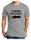 I Think He's Gay Left Adult V-Neck T-shirt by TooLoud-Mens V-Neck T-Shirt-TooLoud-HeatherGray-Small-Davson Sales