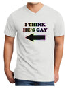 I Think He's Gay Left Adult V-Neck T-shirt by TooLoud-Mens V-Neck T-Shirt-TooLoud-White-Small-Davson Sales