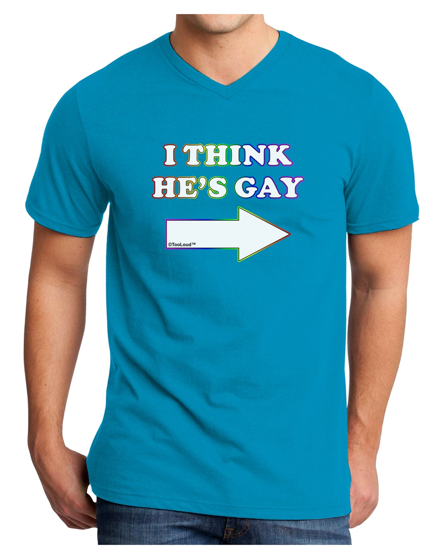 I Think He's Gay Right Adult Dark V-Neck T-Shirt by TooLoud-Mens V-Neck T-Shirt-TooLoud-Turquoise-Small-Davson Sales