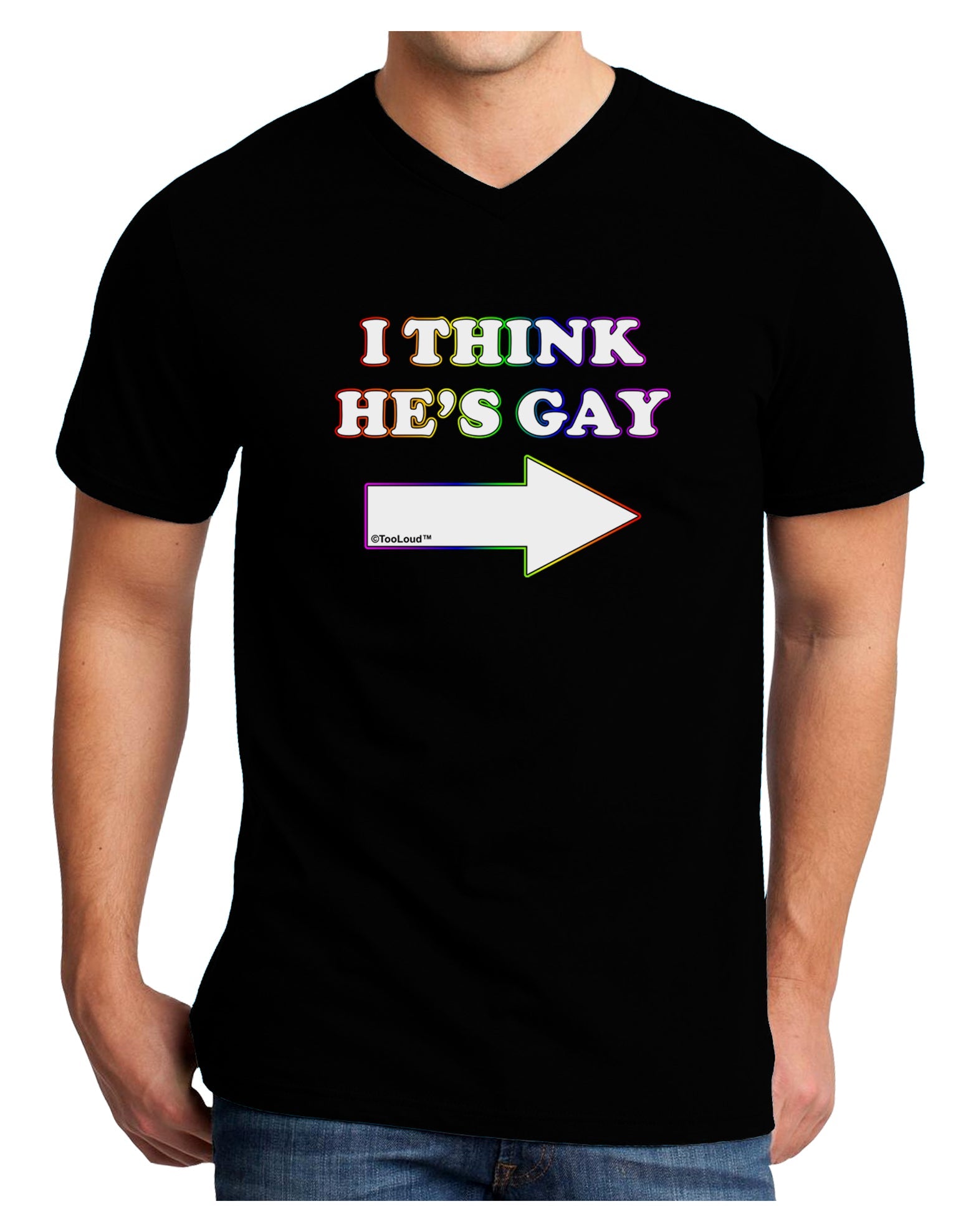 I Think He's Gay Right Adult Dark V-Neck T-Shirt by TooLoud-Mens V-Neck T-Shirt-TooLoud-Black-Small-Davson Sales