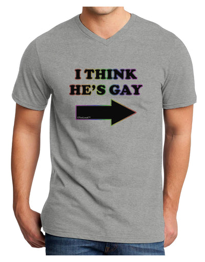 I Think He's Gay Right Adult V-Neck T-shirt by TooLoud-Mens V-Neck T-Shirt-TooLoud-HeatherGray-Small-Davson Sales