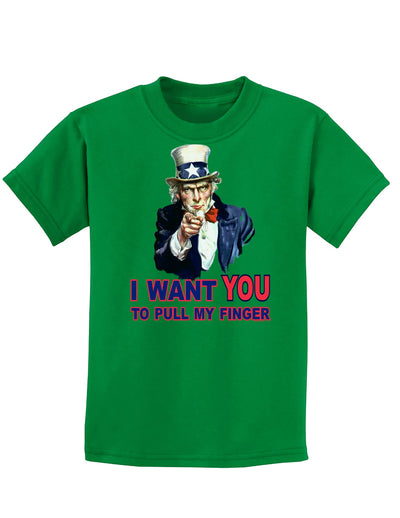 I Want You to Pull My Finger Childrens Dark T-Shirt-Childrens T-Shirt-TooLoud-Kelly-Green-X-Small-Davson Sales