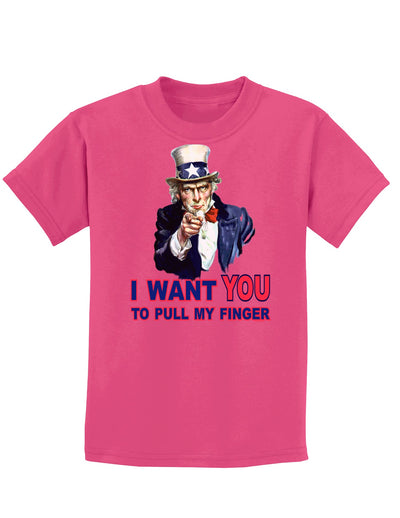 I Want You to Pull My Finger Childrens Dark T-Shirt-Childrens T-Shirt-TooLoud-Sangria-X-Small-Davson Sales