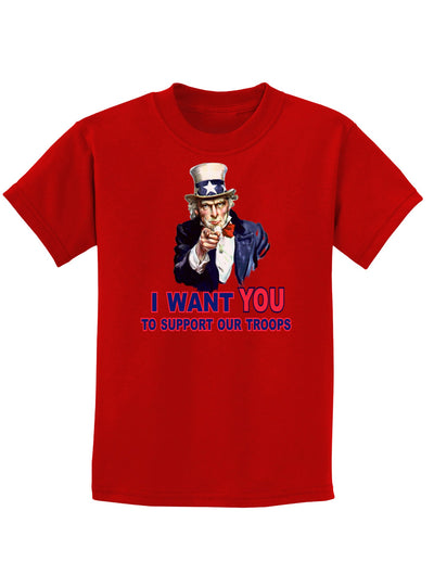 I Want You to Support Our Troops Childrens Dark T-Shirt-Childrens T-Shirt-TooLoud-Red-X-Small-Davson Sales