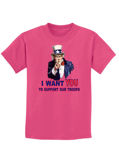 I Want You to Support Our Troops Childrens Dark T-Shirt-Childrens T-Shirt-TooLoud-Sangria-X-Small-Davson Sales