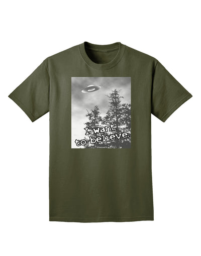 I Want to Believe - UFO Adult Dark T-Shirt by TooLoud-Mens T-Shirt-TooLoud-Military-Green-Small-Davson Sales