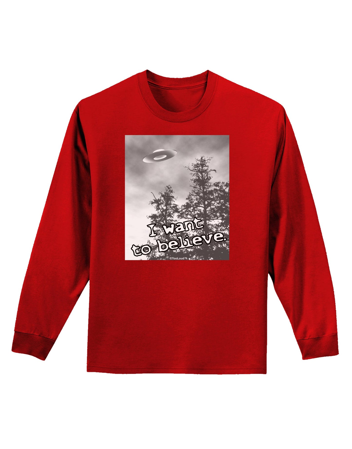 I Want to Believe - UFO Adult Long Sleeve Dark T-Shirt by TooLoud-TooLoud-Red-Small-Davson Sales