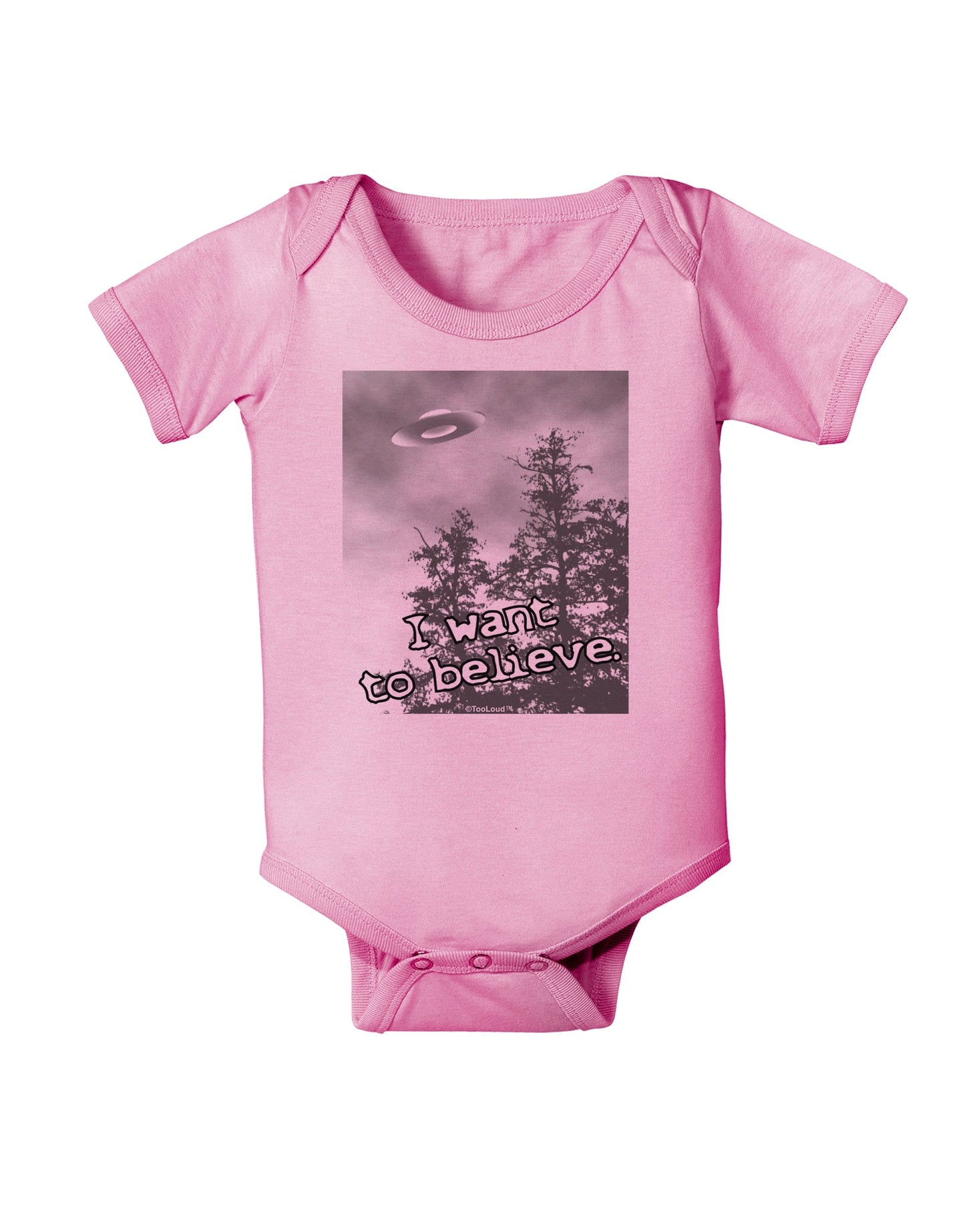 I Want to Believe - UFO Baby Romper Bodysuit by TooLoud-Baby Romper-TooLoud-Light-Pink-06-Months-Davson Sales