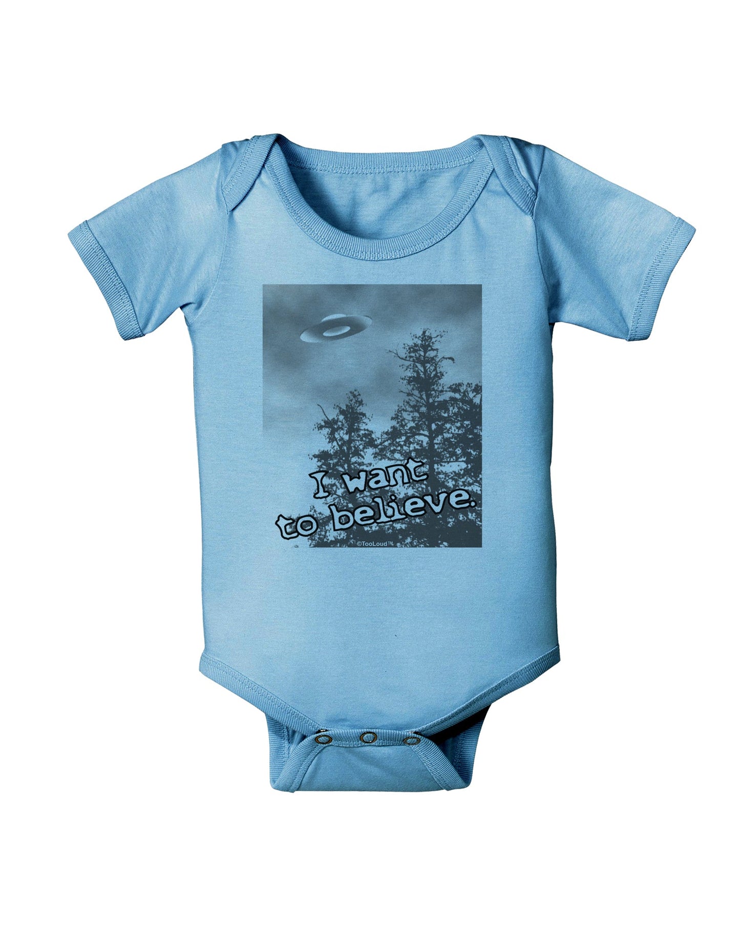 I Want to Believe - UFO Baby Romper Bodysuit by TooLoud-Baby Romper-TooLoud-Light-Blue-06-Months-Davson Sales