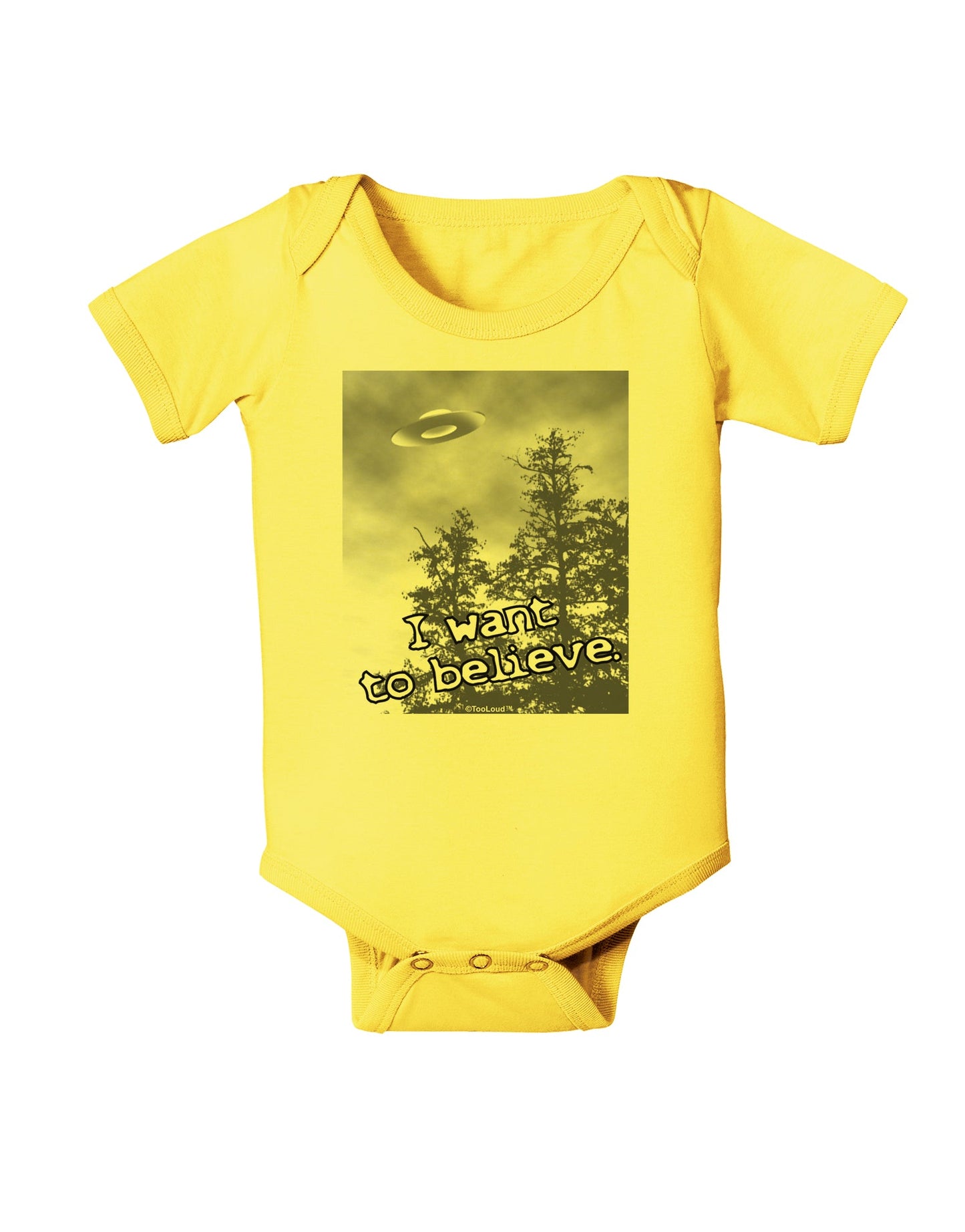 I Want to Believe - UFO Baby Romper Bodysuit by TooLoud-Baby Romper-TooLoud-Yellow-06-Months-Davson Sales