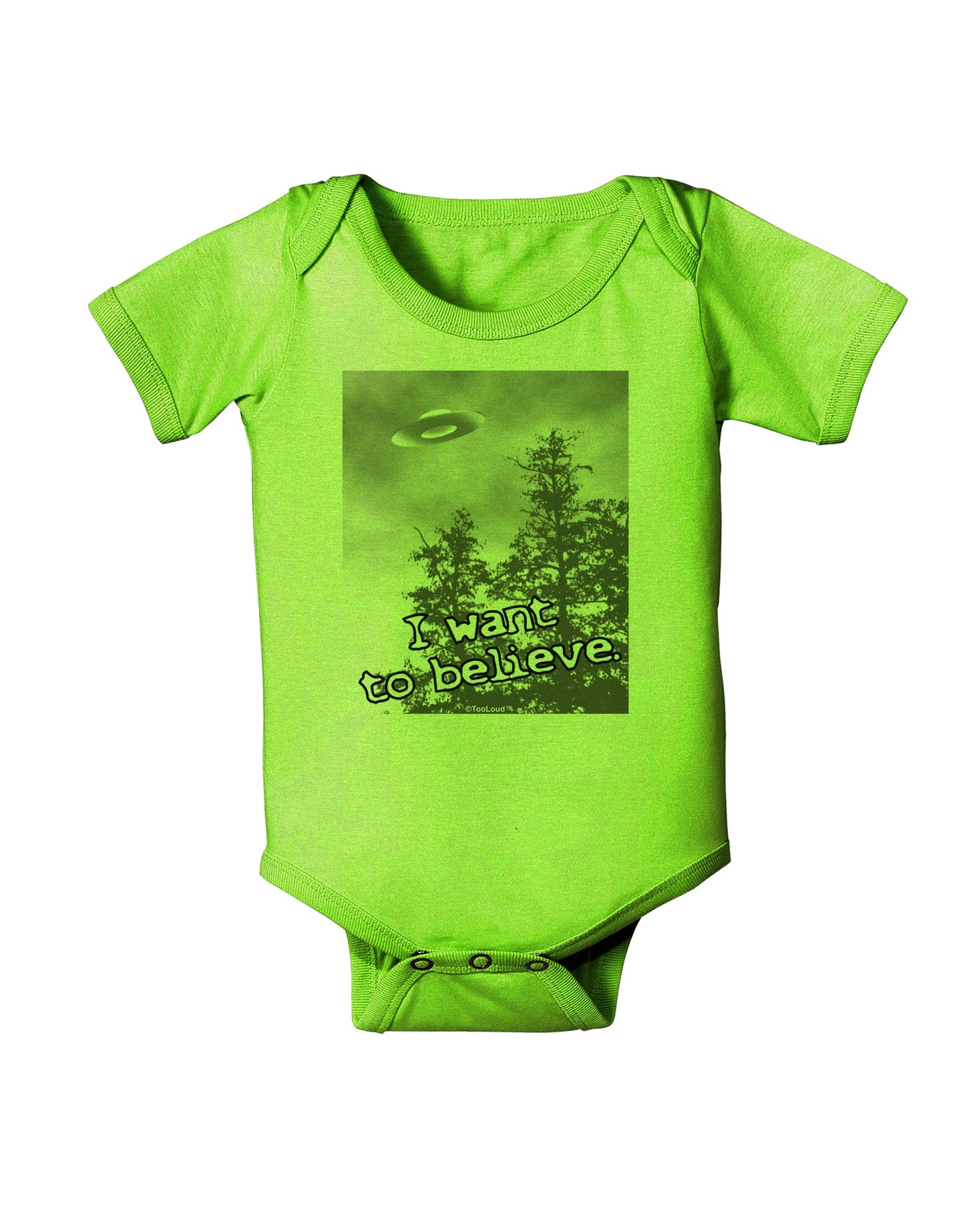 I Want to Believe - UFO Baby Romper Bodysuit by TooLoud-Baby Romper-TooLoud-Lime-Green-06-Months-Davson Sales