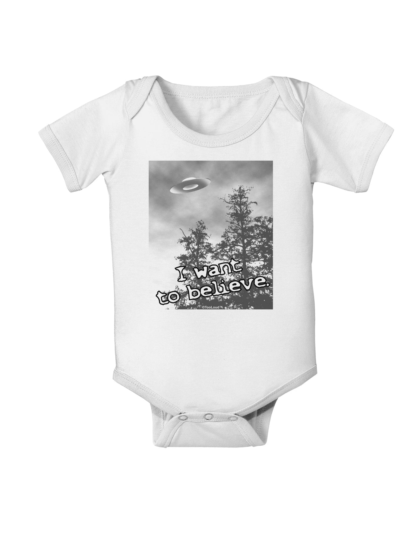 I Want to Believe - UFO Baby Romper Bodysuit by TooLoud-Baby Romper-TooLoud-White-06-Months-Davson Sales