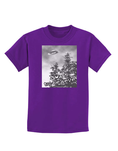 I Want to Believe - UFO Childrens Dark T-Shirt by TooLoud-Childrens T-Shirt-TooLoud-Purple-X-Small-Davson Sales