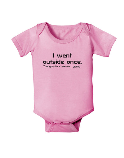 I Went Outside Once Text Baby Romper Bodysuit-Baby Romper-TooLoud-Pink-06-Months-Davson Sales