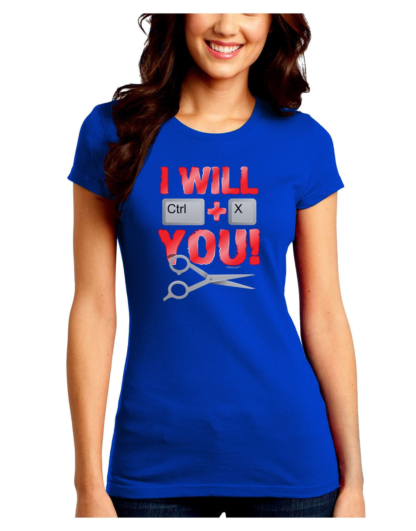 I Will Ctrl X You Juniors Petite Crew Dark T-Shirt-T-Shirts Juniors Tops-TooLoud-Royal-Blue-Juniors Fitted Small-Davson Sales