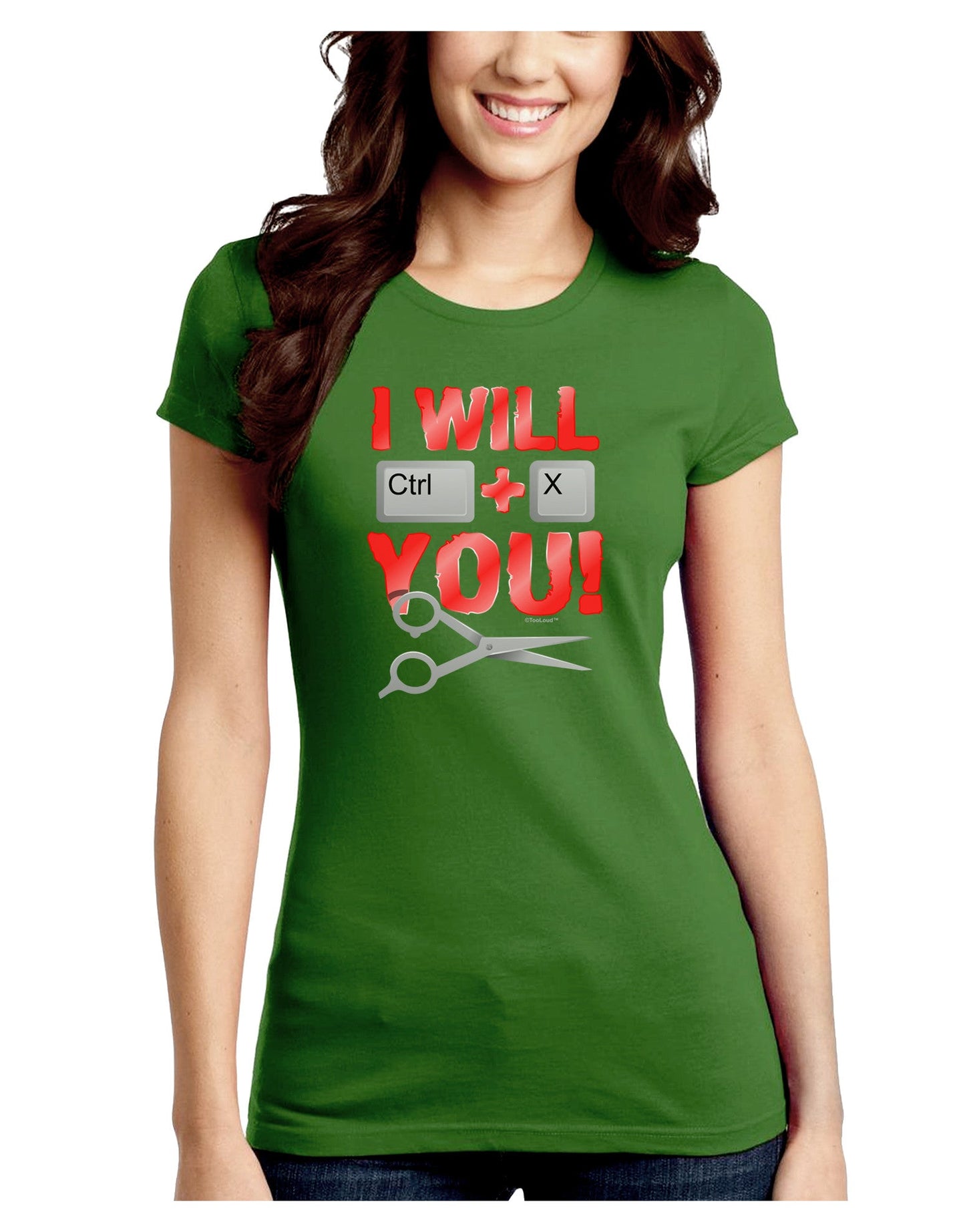 I Will Ctrl X You Juniors Petite Crew Dark T-Shirt-T-Shirts Juniors Tops-TooLoud-Kiwi-Green-Juniors Fitted Small-Davson Sales