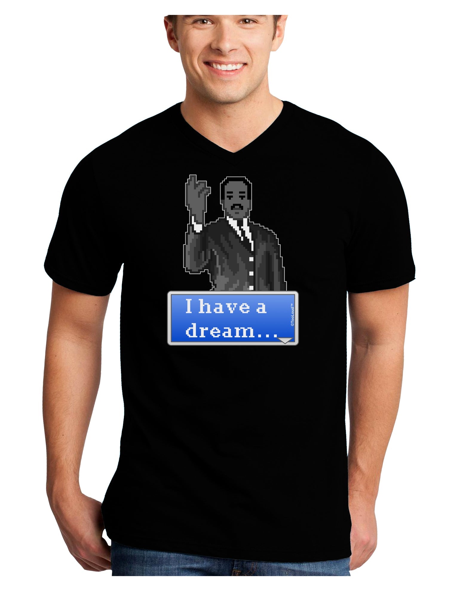 I have a Dream Pixel Art Adult Dark V-Neck T-Shirt by TooLoud-Mens V-Neck T-Shirt-TooLoud-Black-Small-Davson Sales
