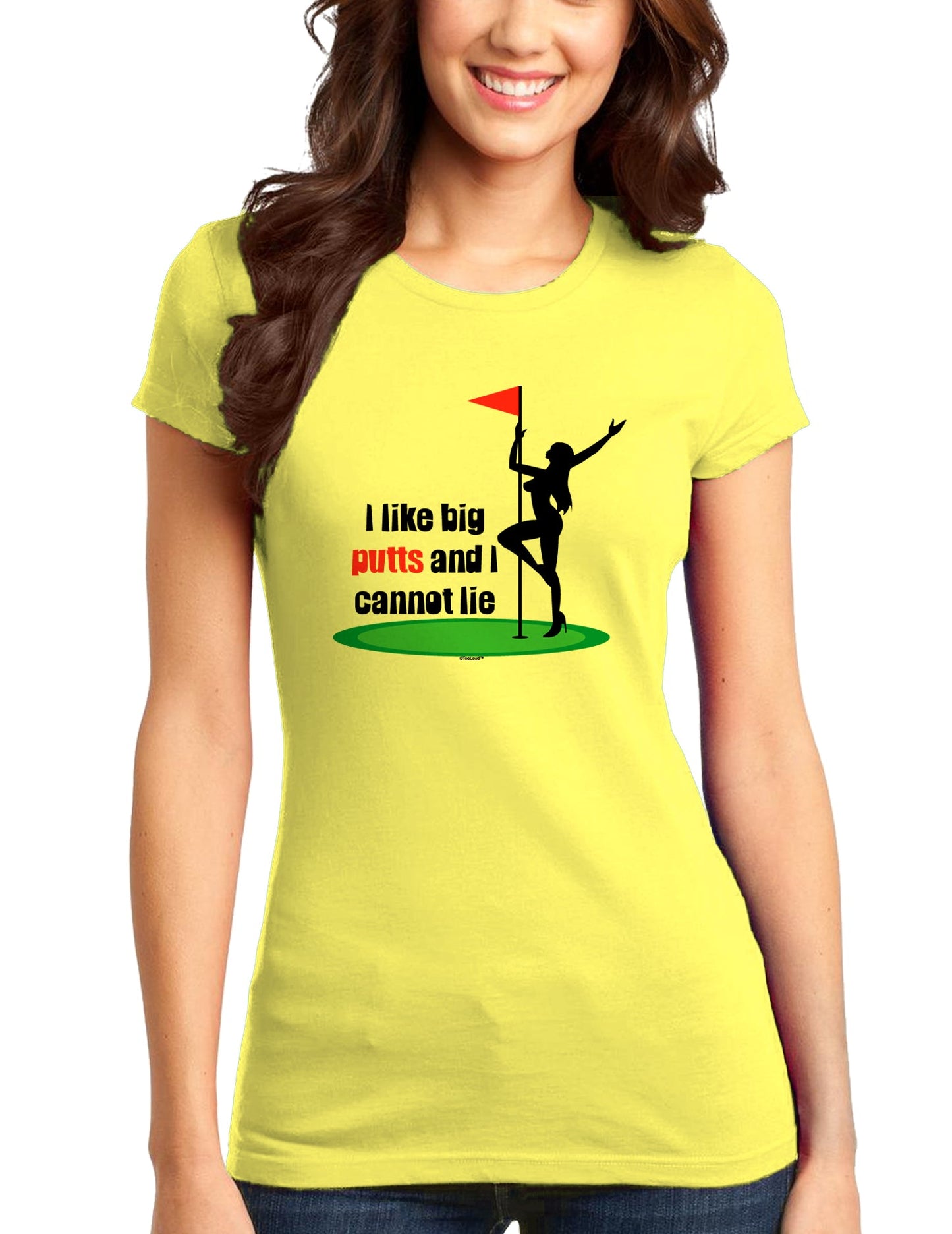 I like big putts and I cannot lie Juniors T-Shirt-Womens Juniors T-Shirt-TooLoud-Yellow-Small-Davson Sales