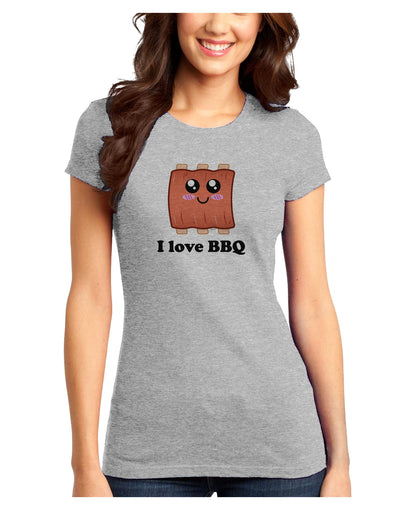 I love BBQ Ribs Juniors T-Shirt-Womens Juniors T-Shirt-TooLoud-Ash-Gray-Juniors Fitted XS-Davson Sales