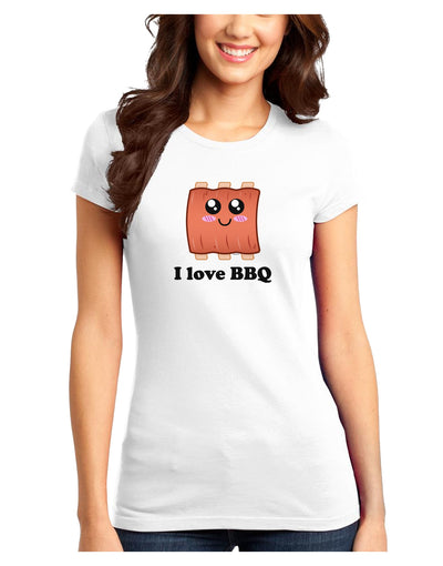 I love BBQ Ribs Juniors T-Shirt-Womens Juniors T-Shirt-TooLoud-White-Juniors Fitted XS-Davson Sales