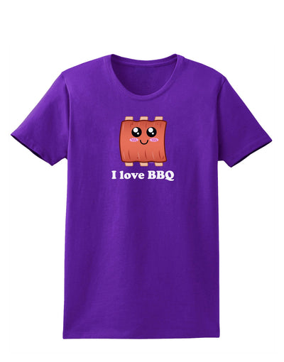 I love BBQ Ribs Womens Dark T-Shirt-TooLoud-Purple-X-Small-Davson Sales