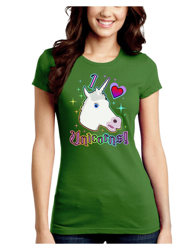 I love Unicorns Juniors Crew Dark T-Shirt-T-Shirts Juniors Tops-TooLoud-Kiwi-Green-Juniors Fitted Small-Davson Sales