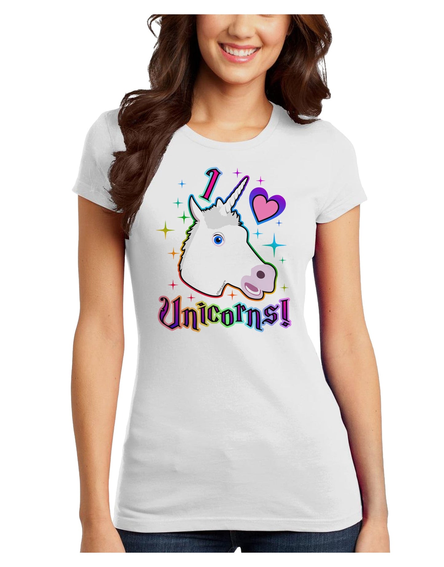 I love Unicorns Juniors T-Shirt-Womens Juniors T-Shirt-TooLoud-White-Juniors Fitted X-Small-Davson Sales