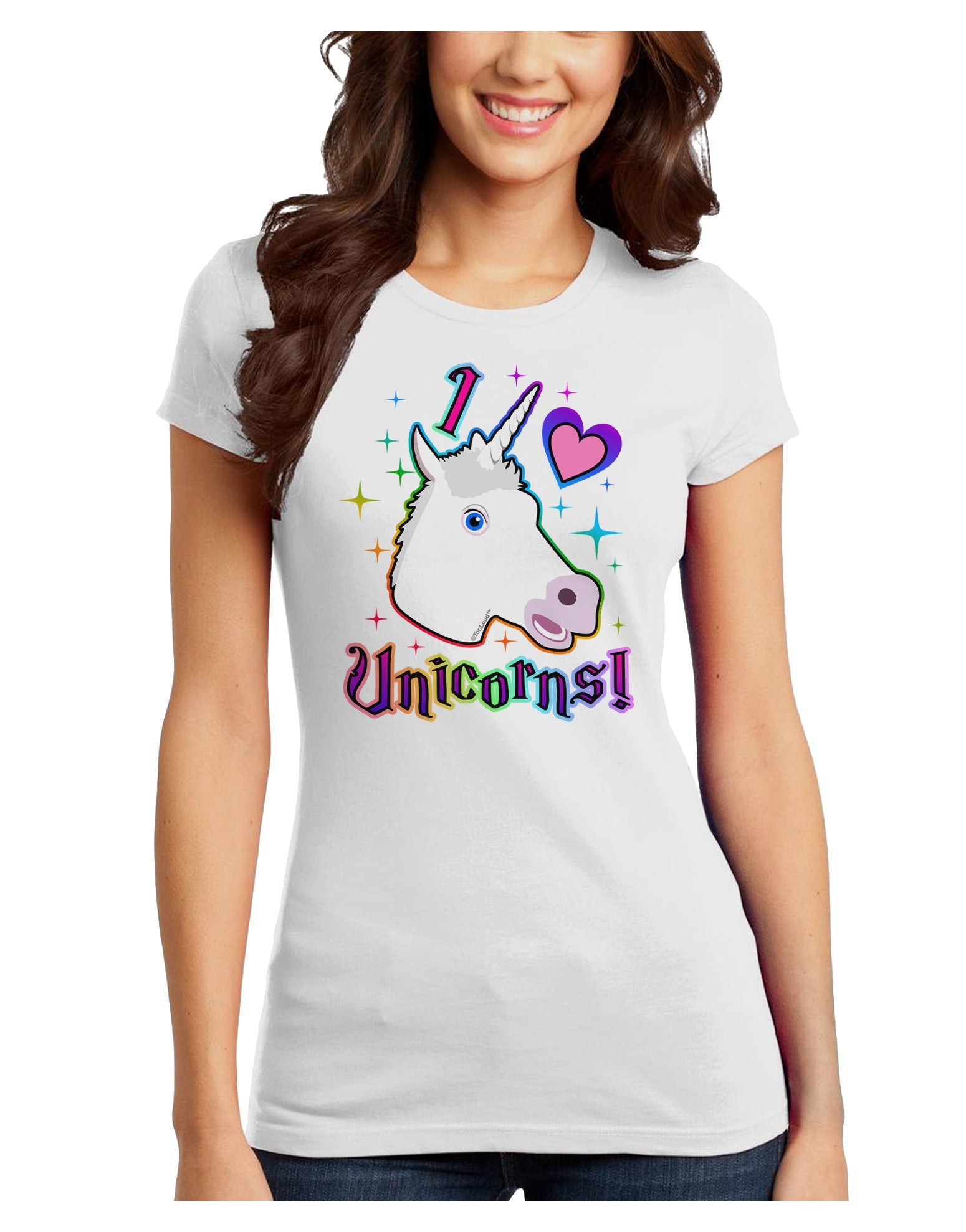 I love Unicorns Juniors T-Shirt-Womens Juniors T-Shirt-TooLoud-White-Juniors Fitted X-Small-Davson Sales